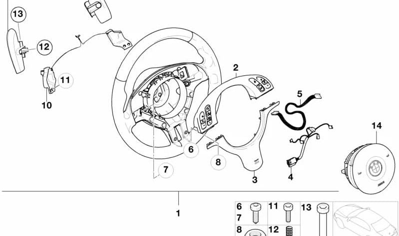 Volante de cuero M con airbag para cambio SMG OEM 32342282222 para BMW E46. Original BMW.