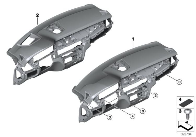 Tablero de instrumentos en cuero con pantalla OEM 51459298957 para BMW X5 F15, X6 F16 (2013-2018), dirección izquierda, color Schwarz/Mokka. Original BMW.