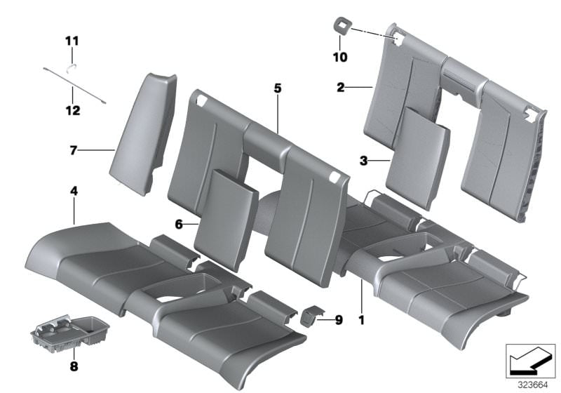 Tapa embellecedora ISOFIX OEM 52207337343 para BMW F33 y F33N (Serie 4 Cabrio). Color beige Veneto. Pieza original BMW.