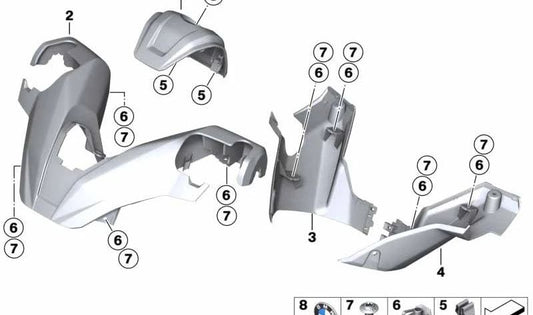 Carenado de manillar central OEM 46638558243 para BMW C 400 GT (K08) 2018-2025. Original BMW Motorrad.