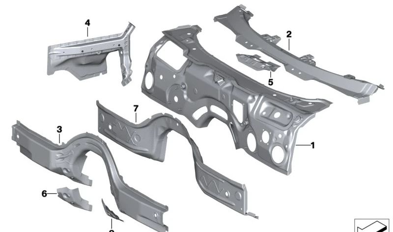 Tabique derecho del compartimento del motor OEM 41117932272 para BMW G29. Original BMW.