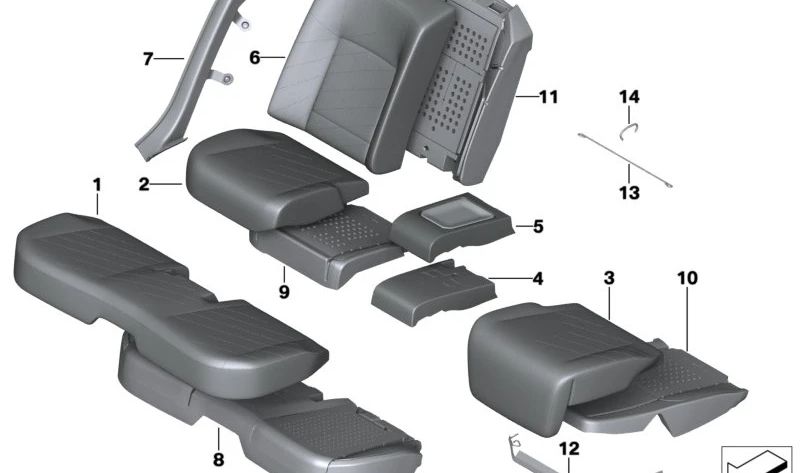 Funda de asiento de cuero derecho OEM 52205A421B8 para BMW Serie 7 G70 (735i, 740d, 740i, xDrive) todos los modelos compatibles. Original BMW.