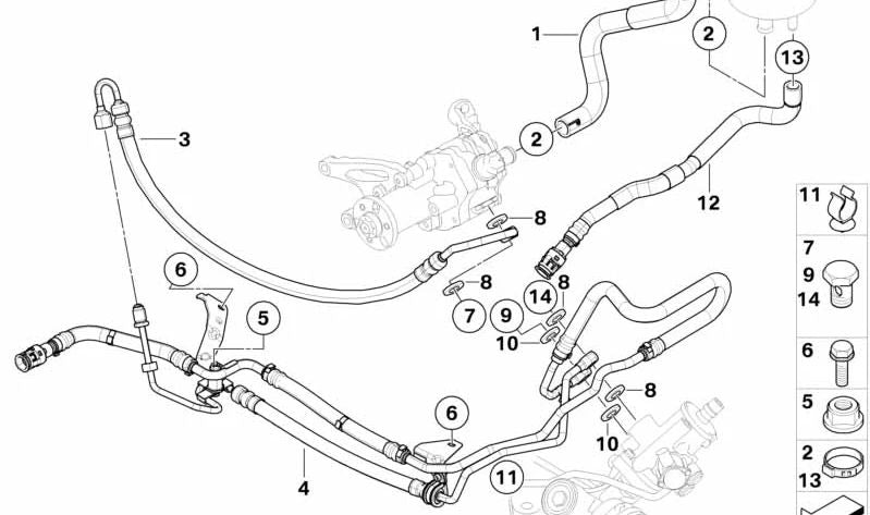 Manguito hidráulico OEM 32416777417 para BMW E60, E60N, E61, E61N. Compatible con la dirección asistida. Recambio original BMW.