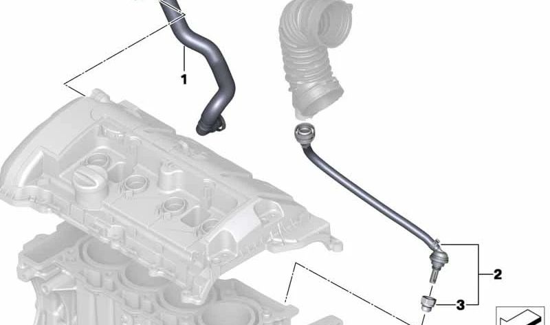 Tubería de ventilación OEM 11157632332 para MINI R56, Clubman R55, Cabrio R57, Coupé R58, Roadster R59, Countryman R60, Paceman R61. Original MINI.