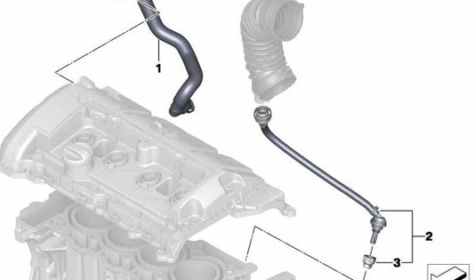 OEM ventilation pipe 11157632332 for Mini R56, Clubman R55, Cabrio R57, Coupé R58, Roadster R59, Countryman R60, Paceman R61. Original Mini.