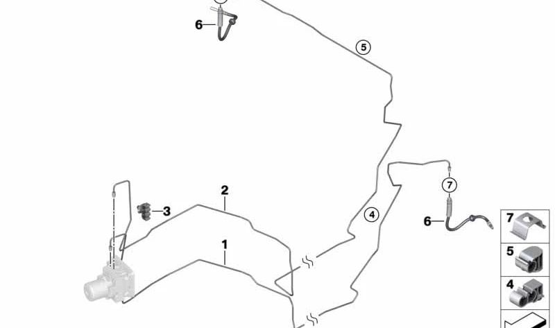 Conector de tubería de freno trasero OEM 34326871439 para BMW X3 (F97, F97N, G01, G01N, G08, G08N) y BMW X4 (F98, F98N, G02, G02N). Original BMW.