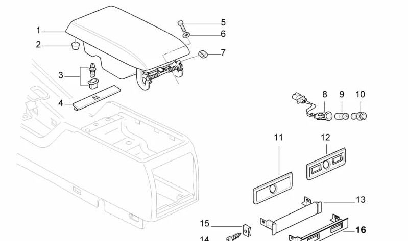 Embellecedor interruptor consola central OEM 51168184753 para BMW E38 725tds, 728i. Original BMW.
