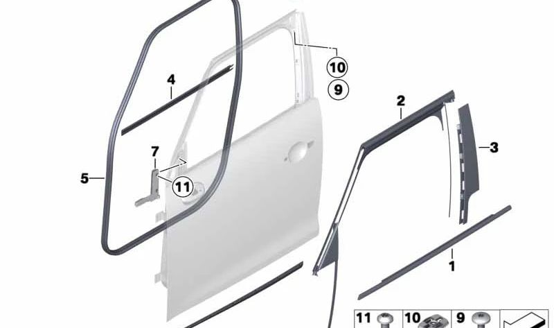 Cubierta pozo exterior puerta delantera izquierda OEM 51339813515 para MINI Countryman R60. Original MINI.