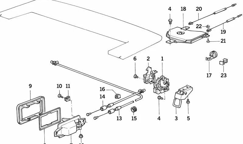 Cable para la tapa del techo descapotable OEM 51251932351 para BMW E30. Original BMW.