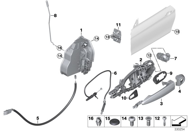 Soporte interior maneta exterior puerta delantera derecha OEM 51217290116 para BMW F32, F33, F82, F83. Original BMW.