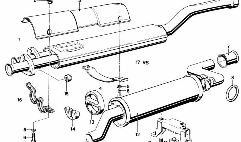 Soporte de escape OEM 18121245566 para BMW E12. Original BMW.