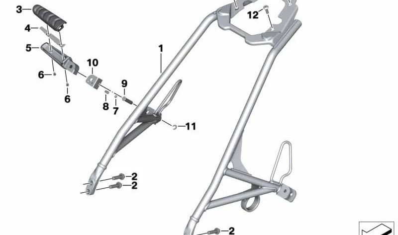 Marco acompañante negro OEM 46518562978 para motos BMW R nineT, R nineT Pure, R nineT Scrambler, R nineT Racer, R nineT Urban G/S. Original BMW Motorrad.