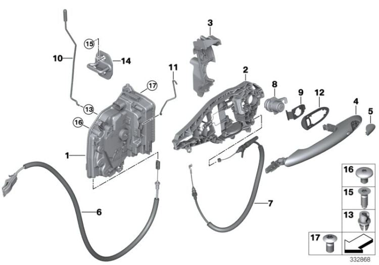Asidero exterior de puerta derecha OEM 51217434538 para MINI F56, F55, Clubman F54, Cabrio F57, Countryman F60... y más. Original MINI.