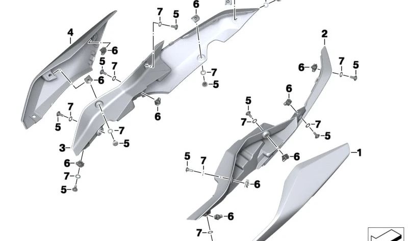 Carenado trasero izquierdo OEM 46638543525 para motos BMW R1200R, R1250R, R1200RS, R1250RS. Original BMW Motorrad.