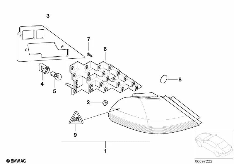 Portalámpara Bombilla amarillo/plata para BMW Serie 5 E39, Serie 7 E65, E66, Z4 E85, E86 (OEM 63216903651). Original BMW.