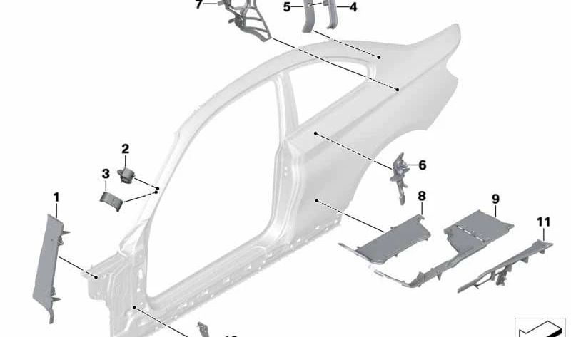 Revestimiento exterior del pilar C OEM 41007361824 para BMW F22, F87. Original BMW.