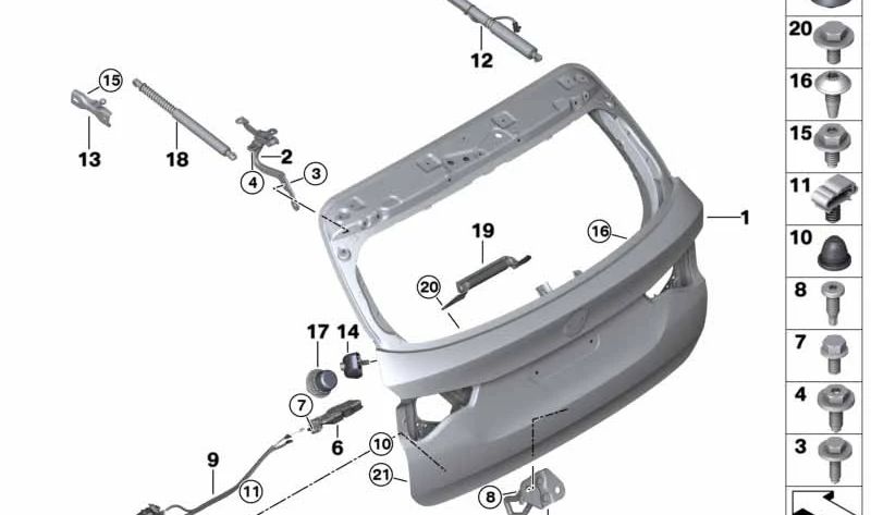 Motor del maletero derecho (Spindelantrieb) OEM 51247397322 para BMW X3 F97 (X3 M Competition) y G01 (M40d). Compatible con modelos fabricados entre 2018 y 2021. Original BMW.