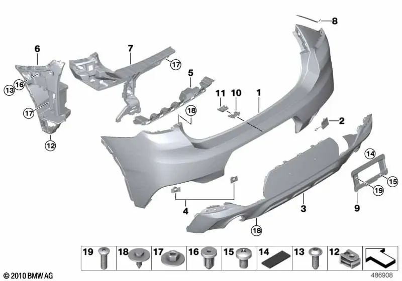 Untere Heck -Stoßfängerauskleidung für BMW F39 (OEM 51128069140). Original BMW