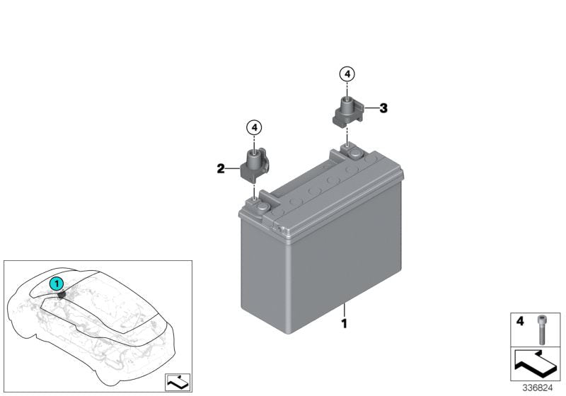 AGM 20AH OEM Bateria 61219321815 para os modelos BMW i3 (I01 60AH e 120AH, com e sem Rex, Produção 2013-2022). Compatível apenas com versões AGM. BMW original.