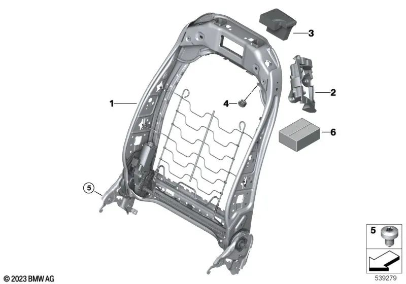 Telaio schienale destro OEM 52107421860 per BMW Serie 2 G42, G87 M2, Serie 4 G22, G82 M4, Serie 8 G14, F91 M8... e altro ancora. BMW originale.