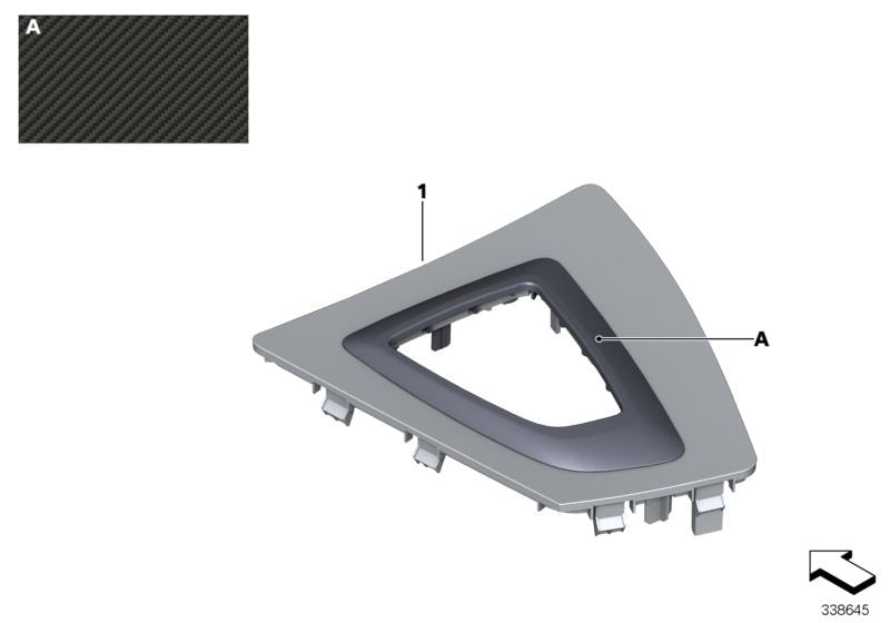 Embellecedor consola central para palanca de cambios OEM 51162343740 para BMW F20, F21, F22, F23. Pieza original BMW M Performance.