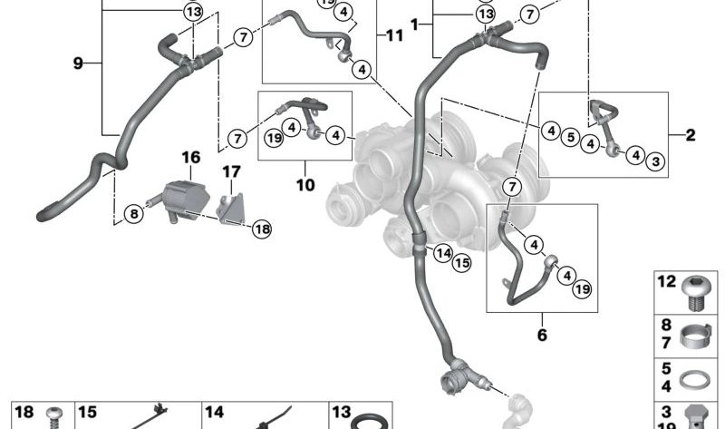 Supporto per tubo del tubo OEM 11537600670 per BMW X5 E70 e X6 E71. BMW originale.