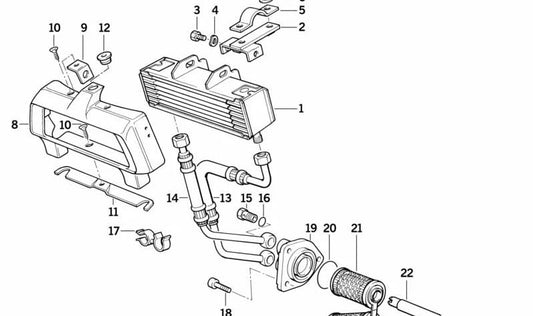 Cabezal portafiltro de aceite OEM 11421338511 para BMW (Modelos compatibles: E30, E34, E36, E39, E46, Z3, Z4). Original BMW.