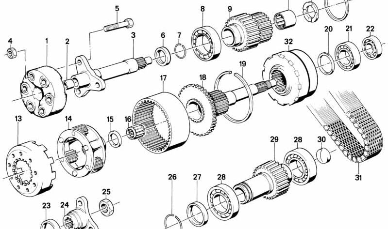 Anneau de sécurité OEM 27211224631 pour BMW E30. Pièce BMW d'origine pour le système de changement ou de transmission. Idéal pour l'entretien ou la réparation avec le remplacement d'origine.