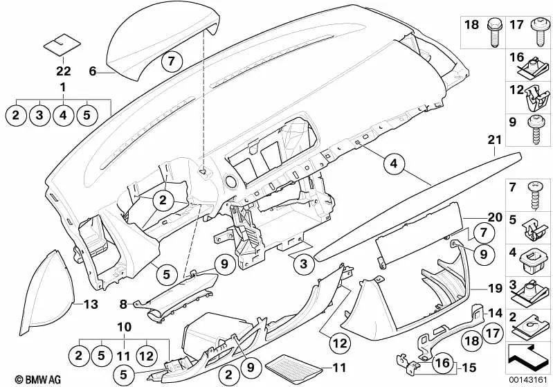 Capa de instrumento para BMW Série 1 E87 (OEM 51457059177). BMW original