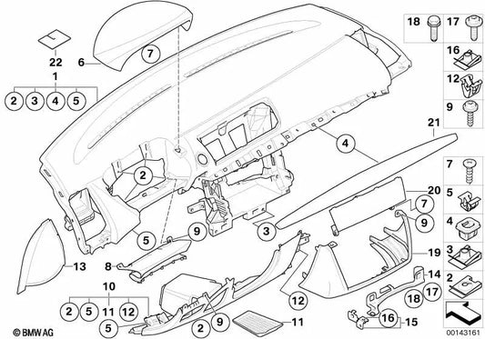 Instrumentenabdeckung für BMW Series 1 E87 (OEM 51457059177). Original BMW