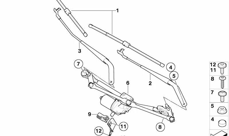 Windscreen wiper arm driver side for BMW E70, E71 (OEM 61619449960). Original BMW