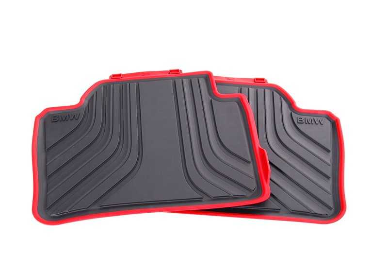 Alfombrillas de goma para todo clima OEM 51472219803 para BMW F30, F31, F80, F36. Juego trasero. Original BMW.