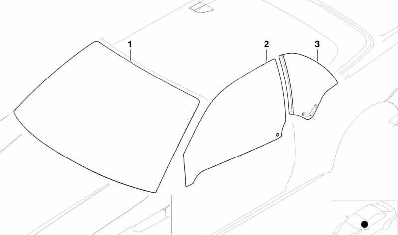 Parabrisas verde con sensor de lluvia OEM 51317059702 para BMW E46 {316Ci, 318Ci}. Original BMW.