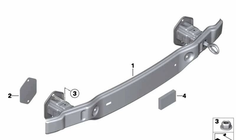 Travesaño trasero parachoques OEM 51127285516 para BMW F22, F23, F87. Soporte original para paragolpes trasero. Compatible con Serie 2 Coupé, Cabrio y M2. Original BMW.