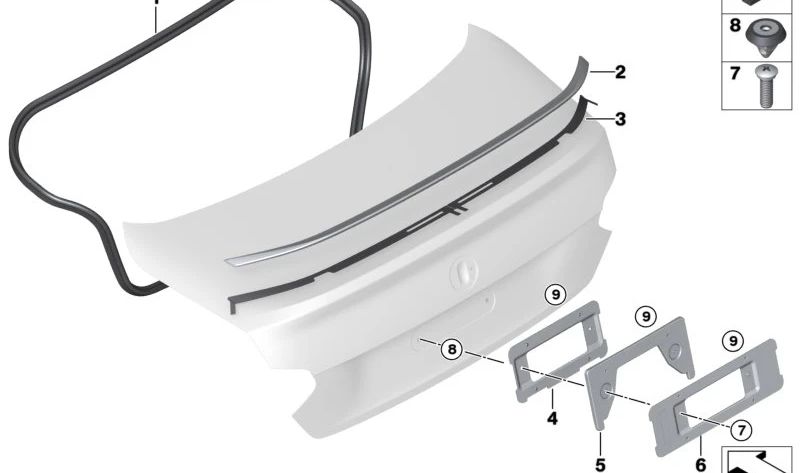 Tailgate seal for BMW G42, G87 (OEM 51768492173). Original BMW