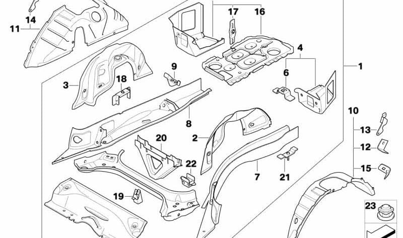 Soporte trasero de sujeción batería OEM 41117178137 para BMW E90, E90N, E91, E91N, E92, E92N, E93, E93N. Original BMW.