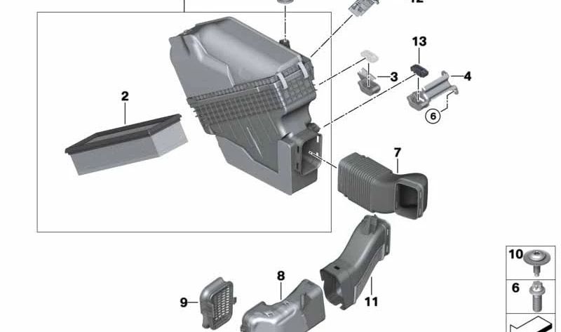 Conducto de admisión de aire OEM 13717577471 para BMW F07, F10, F11, F18, F06, F12, F13, F01, F02, F04. Original BMW.