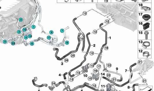 OEM -Kältemittel -Rücklaufschlauch 64219289781 für BMW F15, F16. Original BMW.