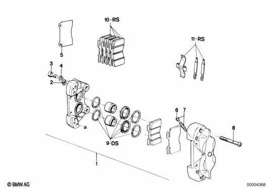 Silla sin taco de freno izquierda OEM 34111101093 para BMW Serie 5 E12, E28, 1502-2002tii, 5' E12... y más. Original BMW.