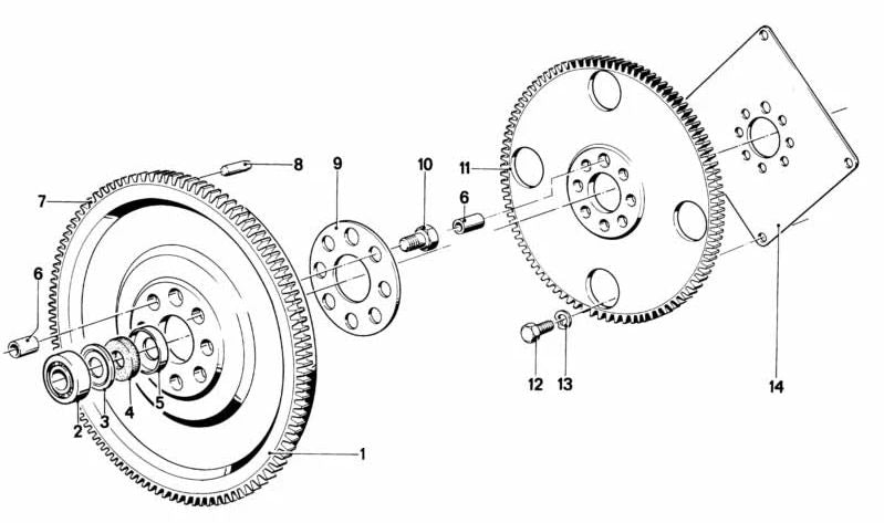 Volante de inercia OEM 11221287077 para BMW E30 y E28. Compatible con transmisión automática 4HP22. Original BMW.
