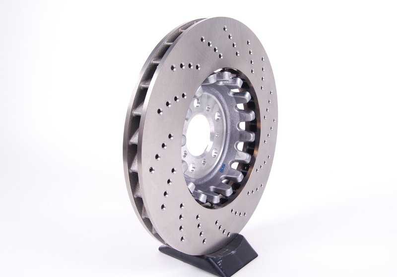 Disco de freno ventilado y perforado izquierdo OEM 34112284101 para BMW F10, F06, F12, F13. Original BMW.