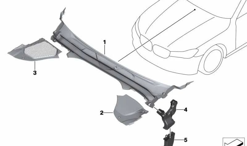 PUETEANGUAS COVER (PART 2) OEM 51717388718 FOR BMW F90, F90N, G30, G30N, G31, G31N. Original BMW.