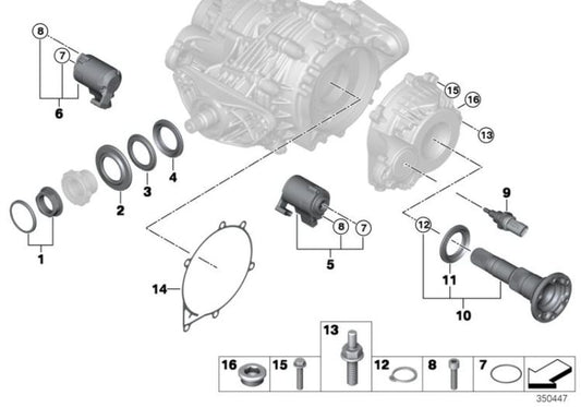 Wellendichtring Abtriebswelle for BMW X5 E70, F15, F85, X6 E71, F16, F86 (OEM 33107582392). Genuine BMW.