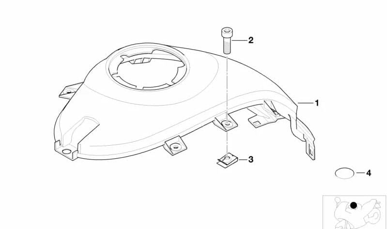 Remate depósito imprimado OEM 46632328028 para motos BMW R1100S, R1100RS. Original BMW Motorrad.