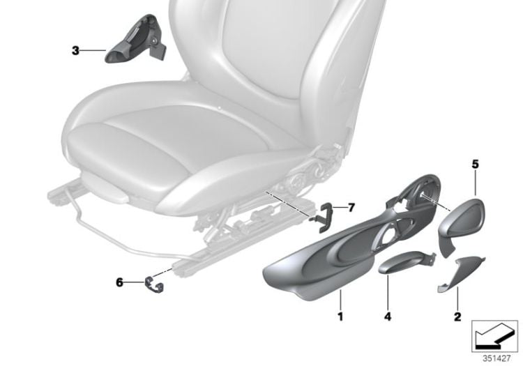 Tapizado sport respaldo eléctrico tela izquierda OEM 52107406879 para MINI F55, F55 LCI, Clubman F54, Countryman F60... y más. Original MINI.