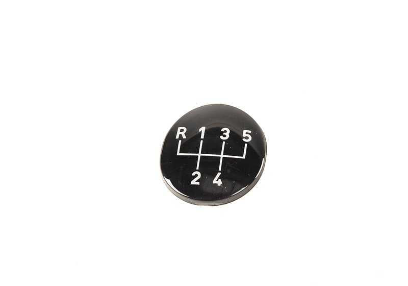 Emblema adhesivo para pomo de cambio 5 marchas negro OEM 25111221611 para BMW E30 316i (todos los modelos compatibles). Original BMW.