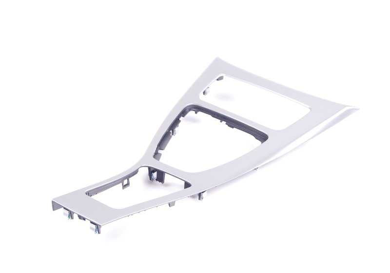 Embellecedor consola central aluminio OEM 51169145141 para BMW E90, E90N, E91, E91N, E92, E92N. Repuesto original BMW.