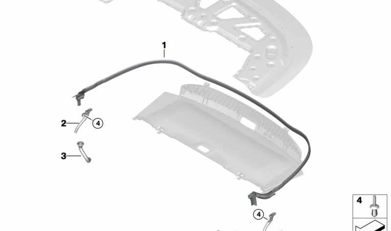 OEM 54347178291 DÉGAGE D'EAU gauche pour BMW E88. Pièce BMW d'origine conçue pour le système de drainage du toit. Idéal pour maintenir le compartiment sec et éviter les fuites.