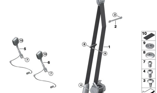 Cintura di sicurezza frontale OEM 72118076553 per BMW F40 e F44. BMW originale.
