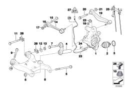 Radträger hinten links OEM 33326763119 für BMW E63, E64, E65, E66. Original BMW.